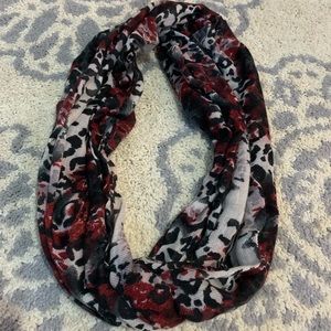 Red and black cheetah print scarf